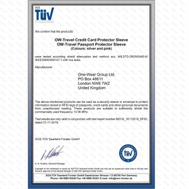 TÜV-Tested RFID Protective Case for Credit Cards -100% Protection, NFC Protective Covers, Passport Case, Travel Accessory for Credit Card, Identity Card, EC Bank Cards, Visa: Card protection blocking case. Rfid Blocker Karte Tüv, Nfc Rfid Hülle, Sicherhe