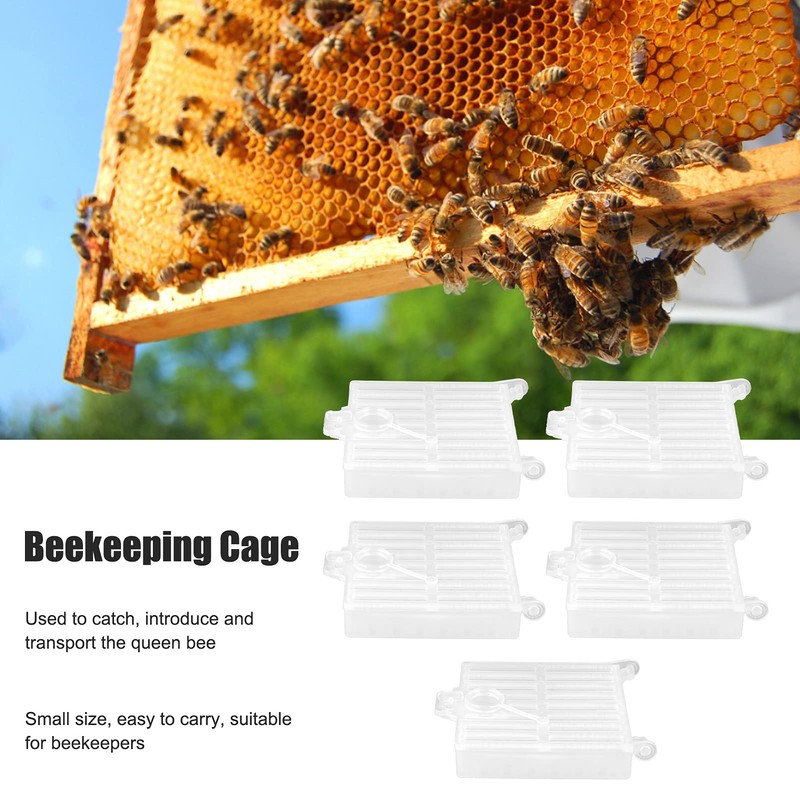 Duokon Pack of 5 Queen Bee Cages, Plastic Bee Queen