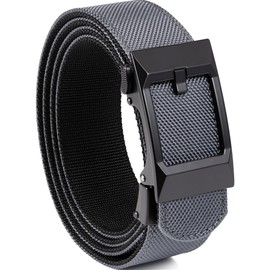 GEIT Ratchet Belts for Men,Nylon Web Dress Casual Belt with Automatic Slide Buckle,Customizable Fit (35mm), Grey, Waist 30"-34" (Length41")