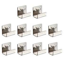 ANSIEDIO Pack of 10 Heavy Duty Hooks U Angle Bracket Stainless Steel Ceramic Tile Display Wall Hooks Silver 25mm Width
