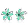 CiNily Flower Earrings, Opal Stud Earrings for Women 14K White