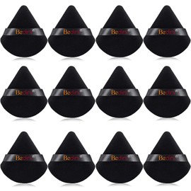 Powder Puff, 12 Pieces Triangle Powder Puff, Velour Setting Powder Puff, Makeup Powder Puff for Contouring Under Eyes, T-Zone & Corners