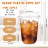 Ziliny 50 Sets Clear Plastic Cups with Lids Straws Disposable