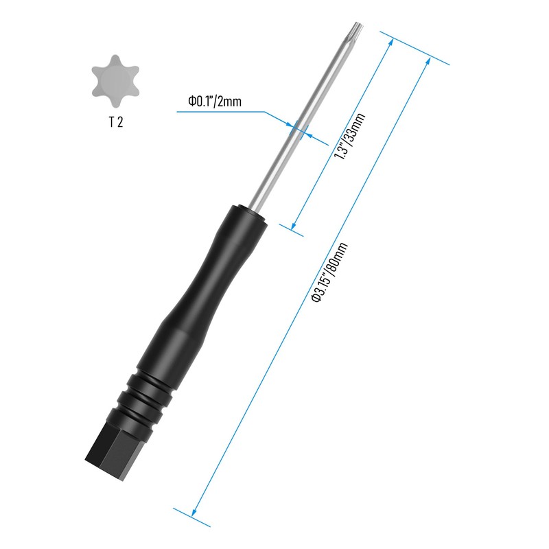 FOCMKEAS 2PCS T2 Mini Torx Screwdrivers, 80mm（3.15") Torx Driver Star
