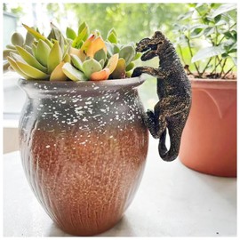 Bnrkmeb Mini Resin Dinosaurs, Dinosaur Garden Statues, Flower Pot Plant Decoration, Fairy Garden Accessories, for Family or Friends, It Can Make Your Flowerpot More Vibrant (Tyrannosaurus Rex)