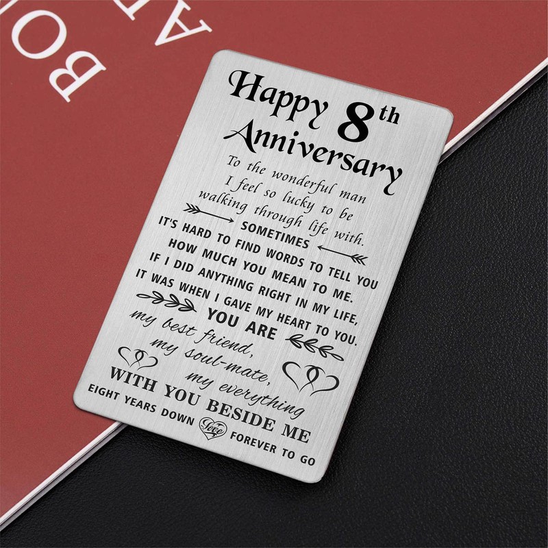 TANWIH 8 Year Anniversary Card Gifts for Husband Him, Happy