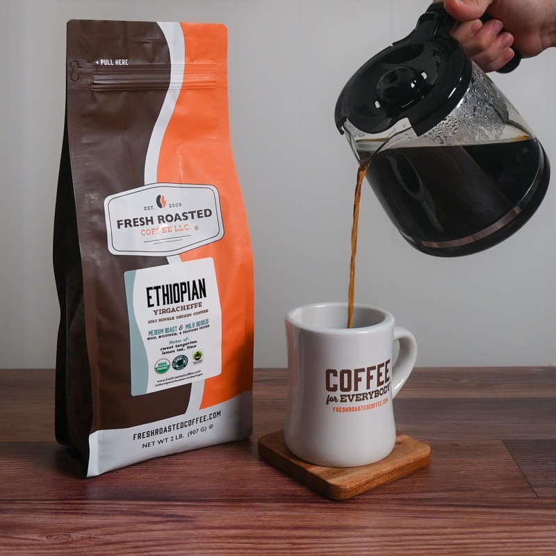Fresh Roasted Coffee, Organic Ethiopian Yirgacheffe | USDA Organic, Kosher,