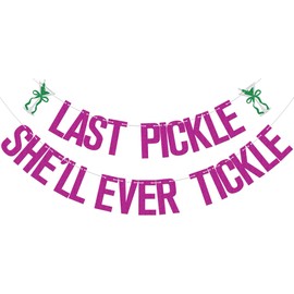 SJcysrilla Bachelorette Party Decorations Last Pickle She'll Ever Tickle Banner Wedding Party Decor Sign Rose Red Glitter