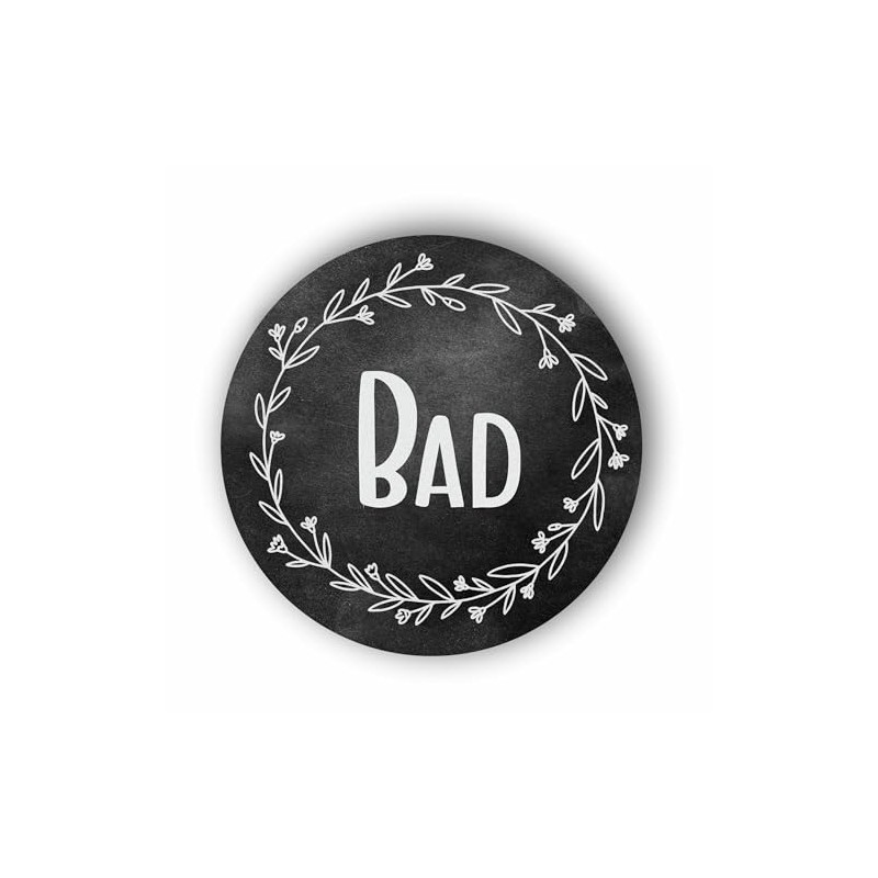 Round Door Sign Diameter 15 cm Wreath Chalk Board Vintage