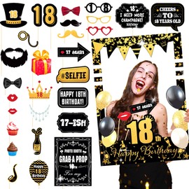 LaVenty 18 Birthday Photo Frame 18 Party Photo Booth Props 18 Birthday Favors for Women or Man 18 Birthday Party Decorations