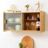 HollyHOME Small Bamboo Wall Mounted Kitchen Pantry Sideboard with 2