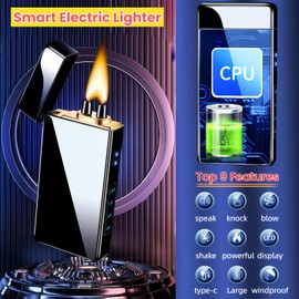 NINSI Smart Electric Lighter, High Power Pulse Plasma Arc Lighter with 4 Ignition Modes, Windproof Electronic Lighters, Rechargeable USB Lighters with Safety Lock (Colored Ice)