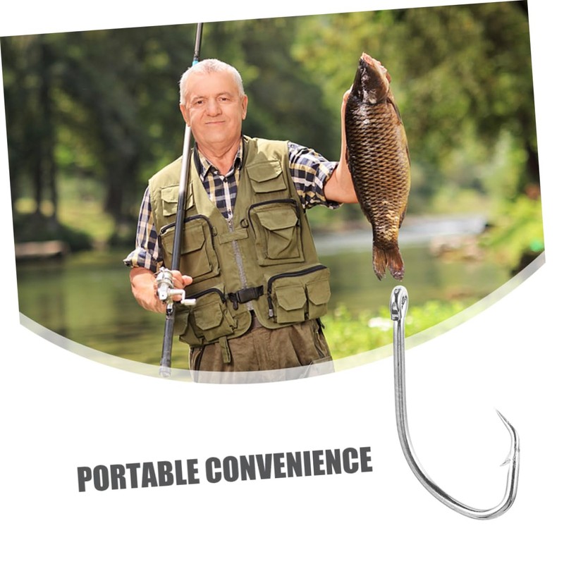 OHPHCALL Versatile Fishing Hooks Set 50pcs Long Shank Hooks Extractor