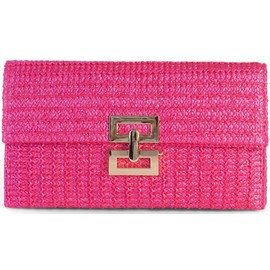 Straw Clutch Purses for Women Summer Beach Handbags Boho Vacation Woven Raffia Envelope Wallets Fold Over Rattan Hand Purse Chain Crossbody Shoulder Bag Evening