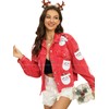 Loafawes Santa Jacket, Women's Christmas Distressed Cropped Corduroy Jacket Santa