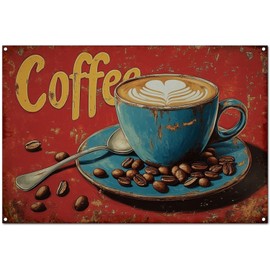 Funny Vintage Coffee Lovers Tin Sign Collection Wall Art – Retro Wall Decoration For Cafe Bar/Garage/Man Cave/Kitchen, 8x12 Inches (F, 12X8X0.08 IN)