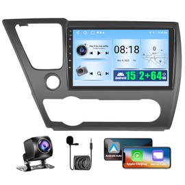 2+64G Realdio Android 15 Car Stereo for Honda Civic 2013 2014 2015 2016 2017 CarPlay Android Auto, 9" Touch Screen Car Radio with GPS WiFi Bluetooth EQ 26UI Backup Camera MIC