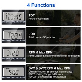 Linkstyle Small Engine Tachometer, RPM Tachometer Tiny Tach Gauge with Clip, Inductive Hour Meter for 2 Stroke 4 Stroke Engine