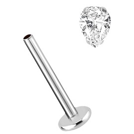 Titanium Labret Stud 1.2 mm with Internal Thread and Stone Drops, Titanium