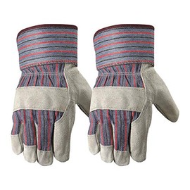 Paquete de 2 pares de guantes de trabajo de cuero para hombre Wells Lamont con palmas reforzadas resistentes, grandes (4006N-WNW), gris