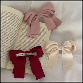 White Fang ZA175 Hairpin, Hair Accessory, Fabric, Ribbon, Cute, Stylish, Kids, Girls
