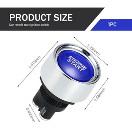 Zeathery Car Ignition Push Button Switch, 50A 12V with LED Lights Metal Waterproof Keyless Push Button Start Switch, Tuning Repair Parts, Universal Fits for Most Cars (Blue)