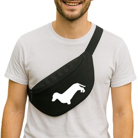 Huuraa Bauchtasche Dackel Silhouette Geschenk 2,5 Liter Black Dackel Geschenkidee