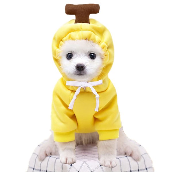 Halloween Dog Banana Costume,Cute Dog Hoodie for Small Dogs, Dog
