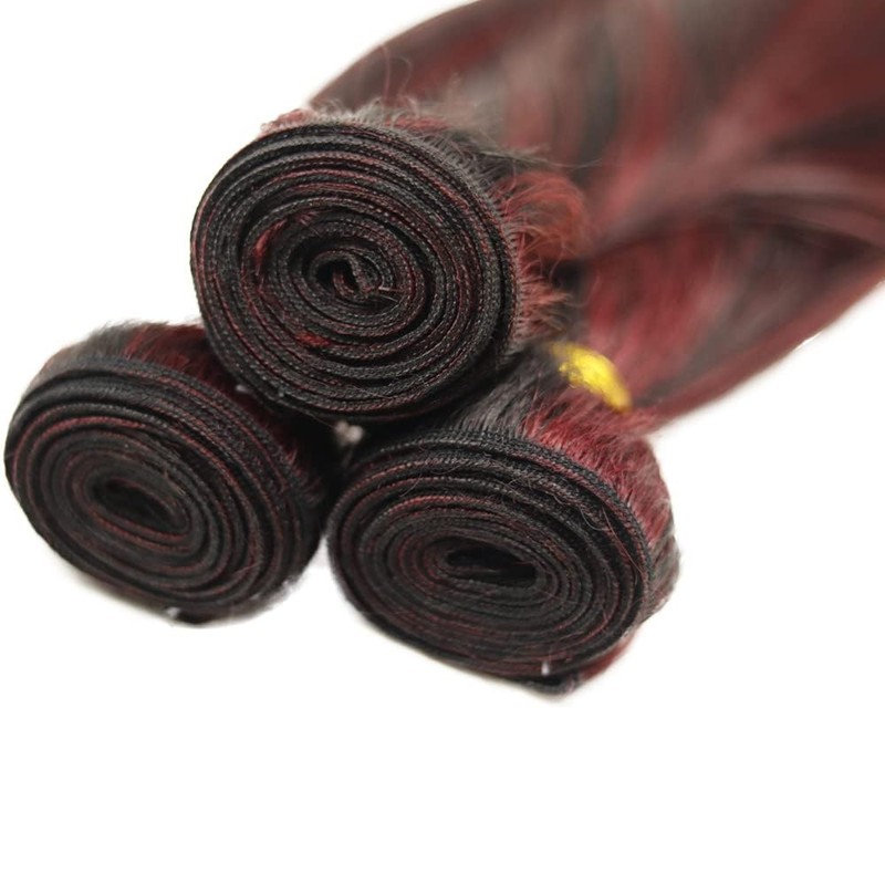 Peenoll Burgundy Straight Human Hair Bundles 8 10 12 inch