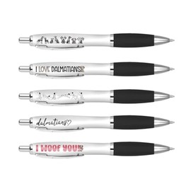 DV DESIGN 5 x Dalmatians Black Pens - Pets Dogs Puppy Funny Animal Stationary Equipment School Teacher Friend Girls Boys Birthday Set #81332