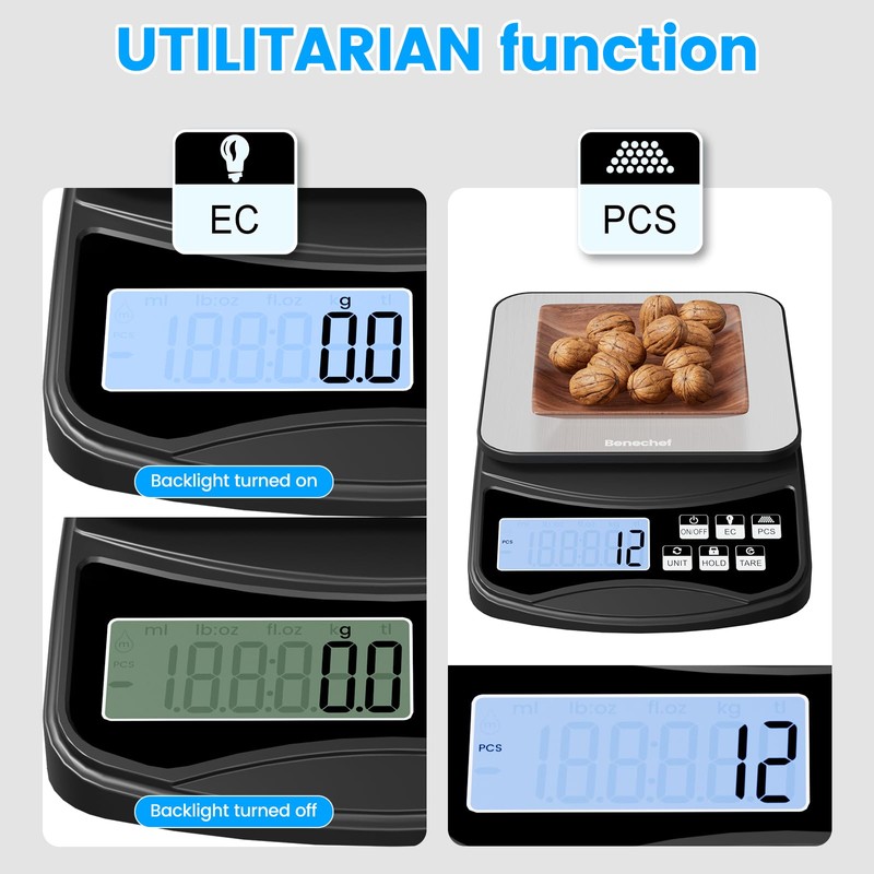 Food Scale, Digital Kitchen Scale with Large Panel, Weight Grams