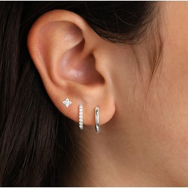 Tituthia Gold Earrings for Women Trendy, Dainty Small Hoop Earrings Set Multiple Piercing Cute CZ Flower Huggie Stud Earring 14K Gold Lightweight Hypoallergenic Cartilage Earrings Gold Jewelry for