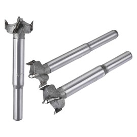 sourcing map Forstner Wood Boring Drill Bits 19mm 20mm 21mm Dia. Hole Saw Carbide Alloy Steel Tip Round Shank Cutting for Hinge Plywood Wood Tool 3in1 Set