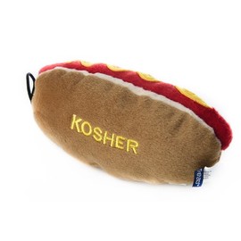 Copa Judaica Chewish Treat 6 by 3 by 3-Inch Kosher Hot Dog Squeaker Plush Dog Toy, Multicolor