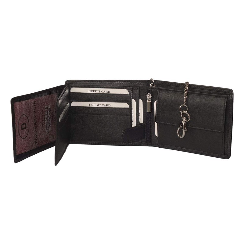 Chain Wallet Landscape Format, black, Elegant