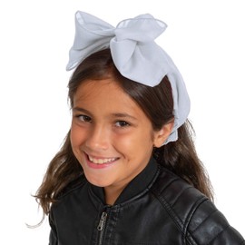 Skeleteen Chiffon Head Neck Scarf - White Classic Retro Sheer Square Head Scarves Handkerchiefs Handbag Ties for Women and Girls