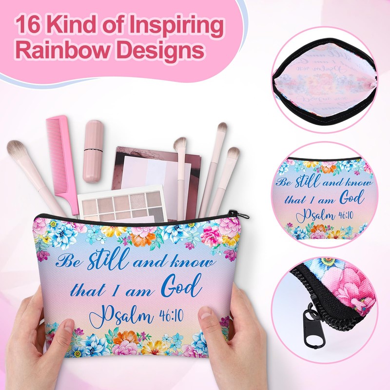 20 Pcs Inspirational Gifts Makeup Bags Bulk Mirrors, Bible