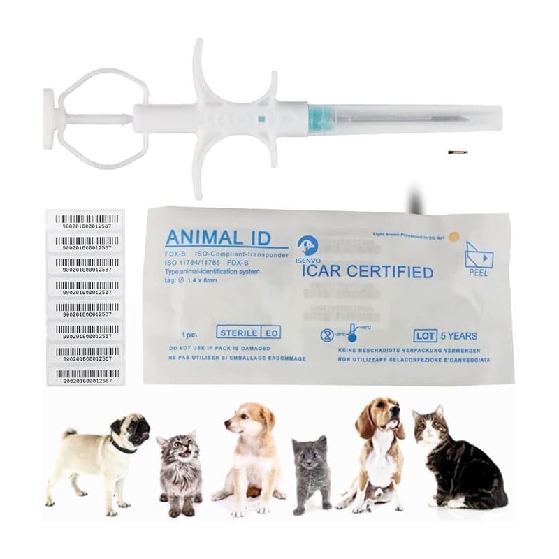 TAEING Pet Microchips, 134.2 kHz Microchip for Pets, Microchip Kit
