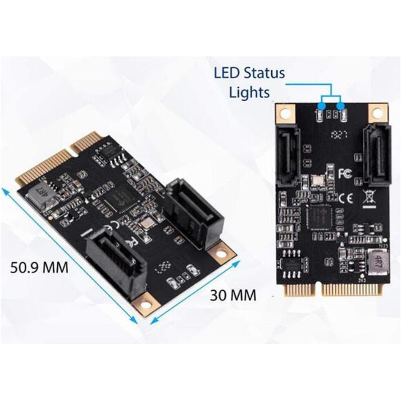 Mini PCi E to 2 Port SATA Expansion Card 6Gbps
