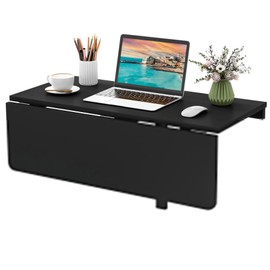 Giantex Wall Mounted Folding Table, 31.5" x 23.5" Wood Murphy Drop-Leaf Table, Space Saving Foldable Floating Desk, Wall Desk Fold Down for Small Spaces, Study, Bedroom, Bathroom (Black)