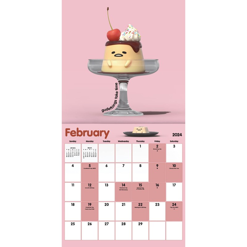 2024 Gudetama Wall Calendar