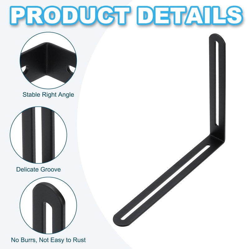 PATIKIL L-shaped Fitting 200*24*165mm with Slots, Adjustable Slide Slot Joint,