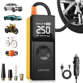 Multifunctional Tire Inflator Portable Air Pump 18000mAh & 150PSI Cordless Electric for Car, Motorcycle, Bike, Ball，with Tire Gauge Pressure, Dual-Use Type(DC Socket Emergency Light