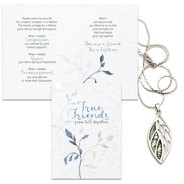 Smiling Wisdom - Friendship Greeting Card - Reason Season Lifetime Friend - Leaf (Blue - Abalone Leaf)