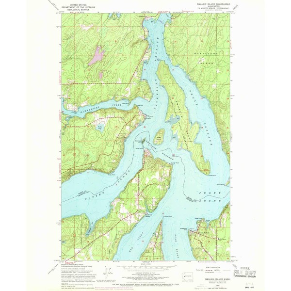 YellowMaps Squaxin Island WA topo map, 1:24000 Scale, 7.5 X