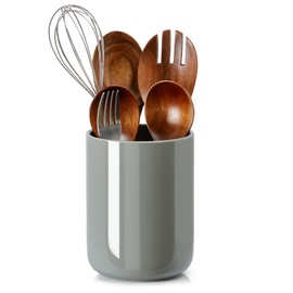 NUTRIUPS Kitchen Utensil Holder, 6.3in Ceramic Utensil Holder for Kitchen Counter, Stable Cooking Utensil Crock, Spatula Holder for Farmhouse Countertop