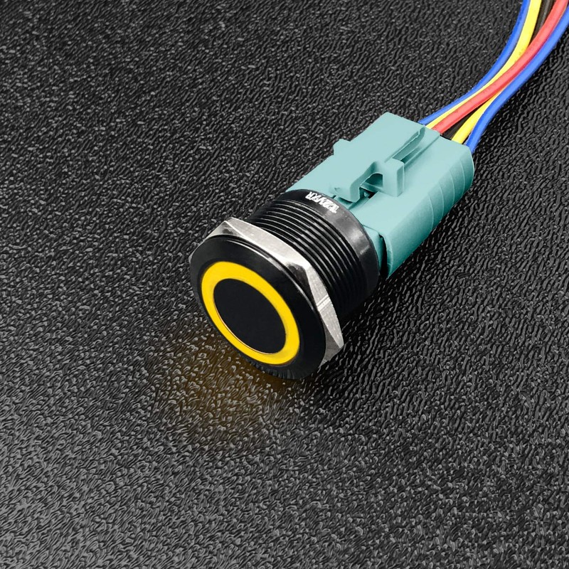 MGI SpeedWare Black Aluminum Push Button Switch 22mm with Socket,