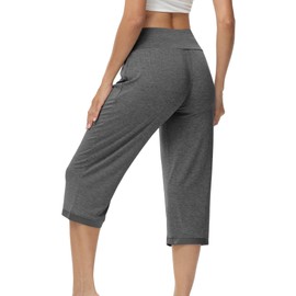 WiWi Viscose from Bamboo Women's Capri Pajama Pants Lounge Casual Bottoms Cute Capris S-XXL, Charcoal Heather, X-Large
