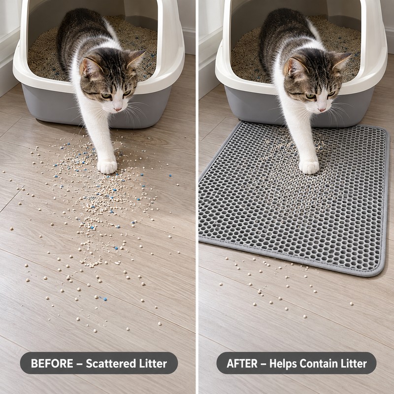 Double-Layer Cat Litter Mat for Indoor Cats – Waterproof Non-Slip