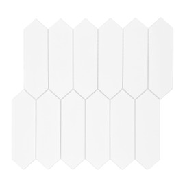 SUNWINGS Backsplash for Kitchen Peel and Stick, Stone Composite Self Adhesive Tiles Long Hexagon Mosaic Wall Tile, 12 Inch x 11.22 Inch 10 Sheets White